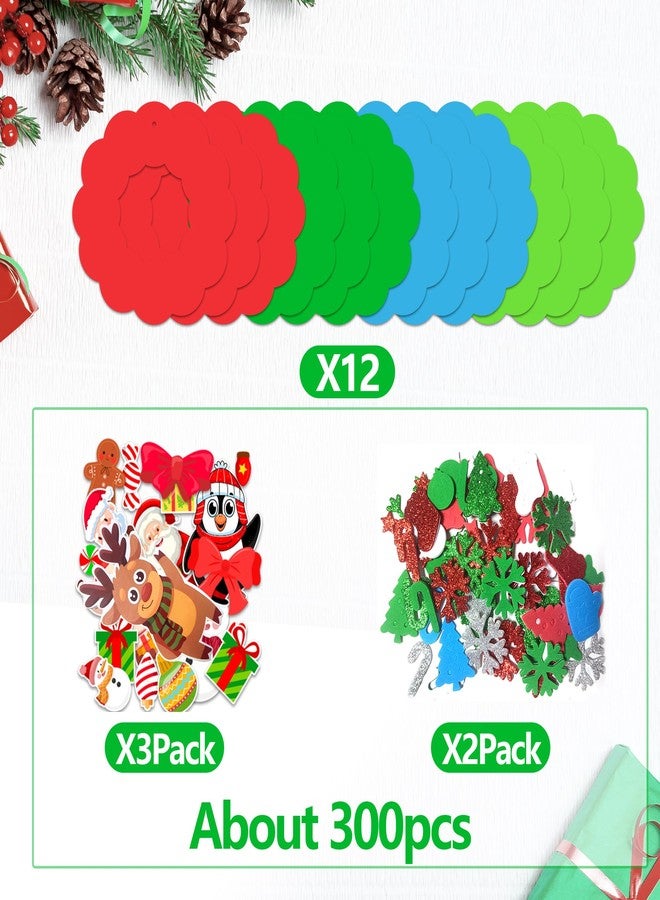 CUUSNNY 12 Sets Christmas Felt Wreath Crafts Kits,DIY Self Adhesive Xmas Sticker Santa Snowman Snowflake Bows Party Holiday Activities Decoration - Image 3